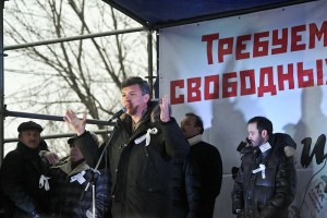 Pro-democracy and anti-corruption crusader, Boris Nemtsov, seen here at the Bolotnaya really in December 2011, is widely regarded to have been murdered for his activism.