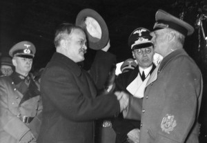 Soviet Foreign Minister Vyacheslav Molotov meeting with his German counterpart Joachim von Ribbentrop in November 1940 after the invasion of Poland.