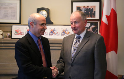 Investor, activist and author of "Red Notice", Bill Browder, left, with Canadian Minister of Foreign Affairs, Rob Nicholson, right