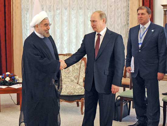 Putin meeting with Ayatollah Khameni. Putin is set to deliver $800 million worth of sophisticated S-300 air defense missile batteries to the Iranian regime.