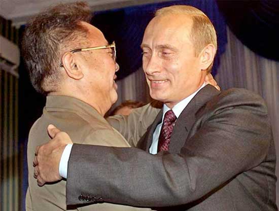 The former North Korean dictator, Kim Jong Il, caused several famines in his country that claimed the lives of tens of thousands of his countrymen. During his rule, North Korean prisons held over 200,000 political prisoners. Putin has been cozy with North Korean dictators including Kim Jong Il.