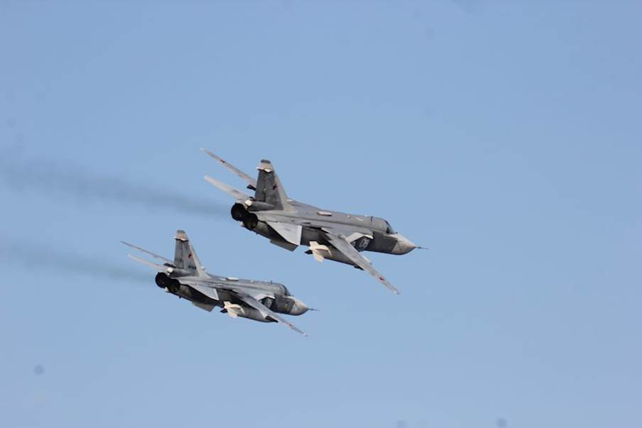 April 12, 2016, Two Russian Sukhoi Su-24 attack aircraft fly over USS Donald Cook (DDG 75) April 12, 2016. (U.S. Navy photo/Released)