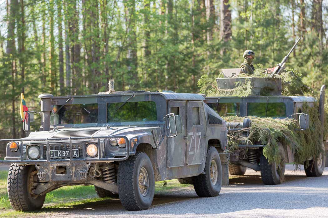 Lithuanian and forces from other NATO countries participating in Spring Storm exercises in Estonia in May 2016