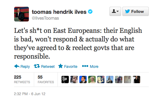 Screenshot of infamous Twitter war between Toomas Hendrik Ilves and economist Paul Krugman